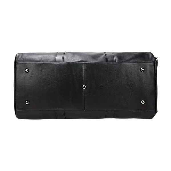 Plane Black Genuine Leather Duffle Bag