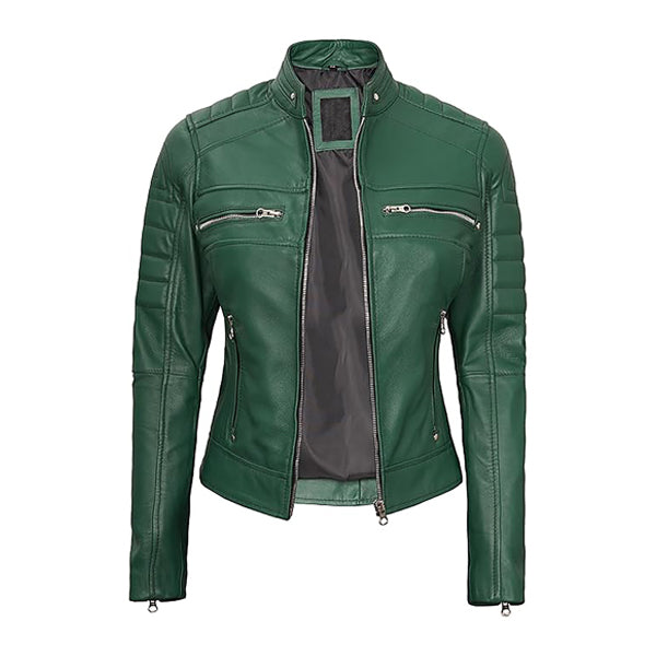 Women's Cafe Racer Fashion Moto Real Leather Jacket