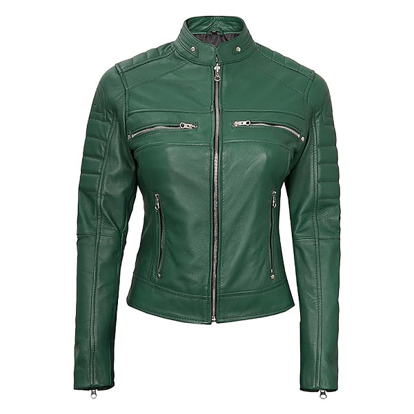 Women's Cafe Racer Fashion Moto Real Leather Jacket