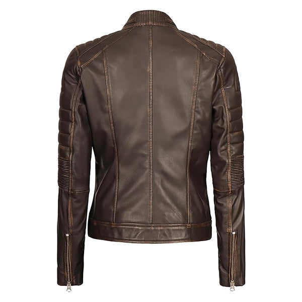 Women's Cafe Racer Fashion Moto Real Leather Jacket